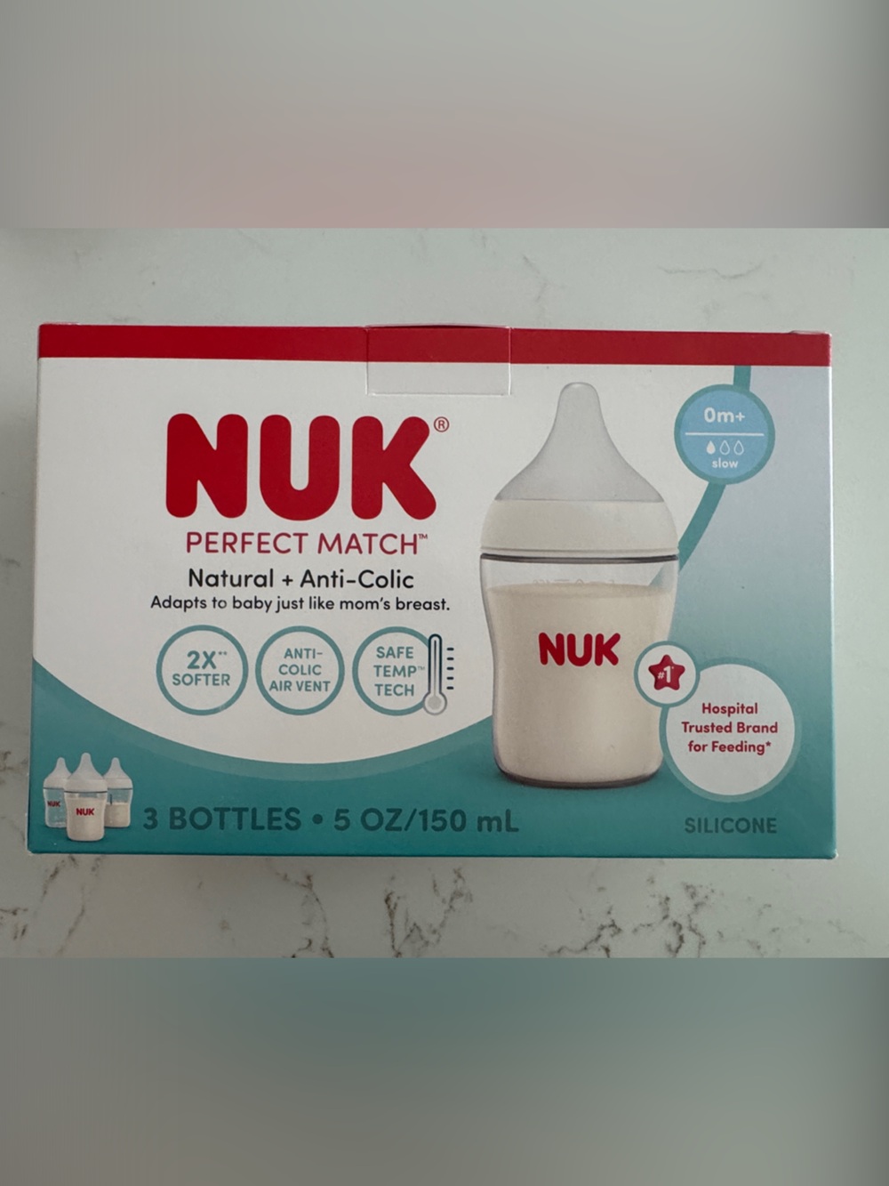 NUK Perfect Match Silicone Baby Bottle - White